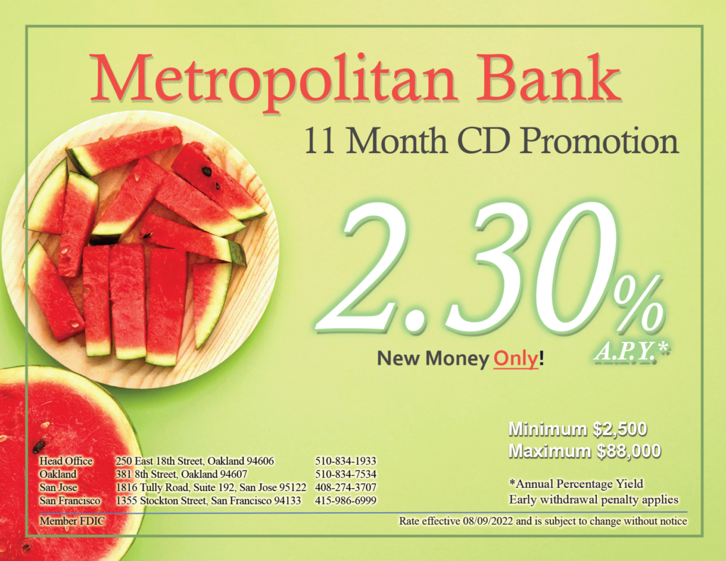 11 month cd rate of 2.30% a.p.y