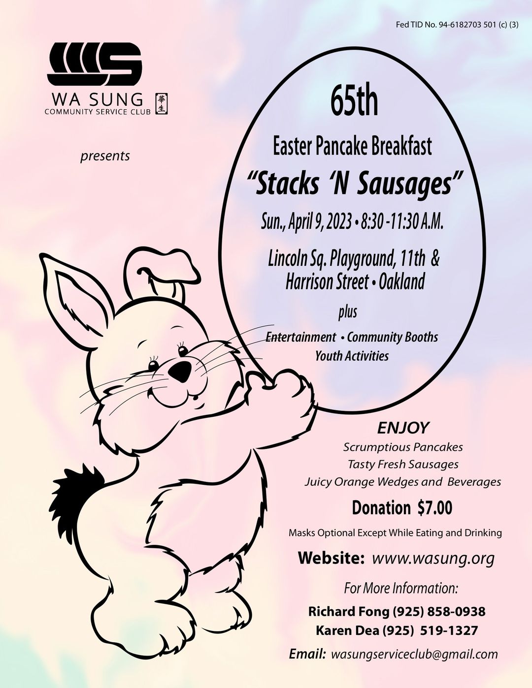 65th Easter Pancake Breakfast Wasung 2023
