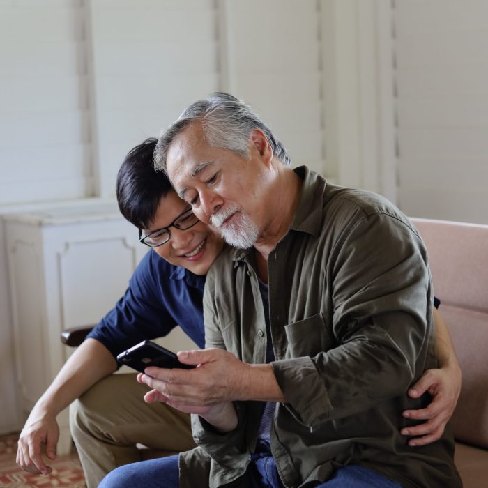 Happiness Asia family father and son fun activities at home.